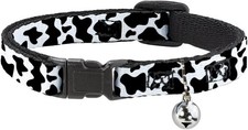 Cow Pattern Breakaway Cat Collar W/ Bell Plastic Clip Easy Adjustable New