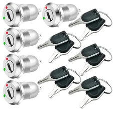 12Mm On/Off Metal Lock Switch - Maintained Latching (Pack of 5)