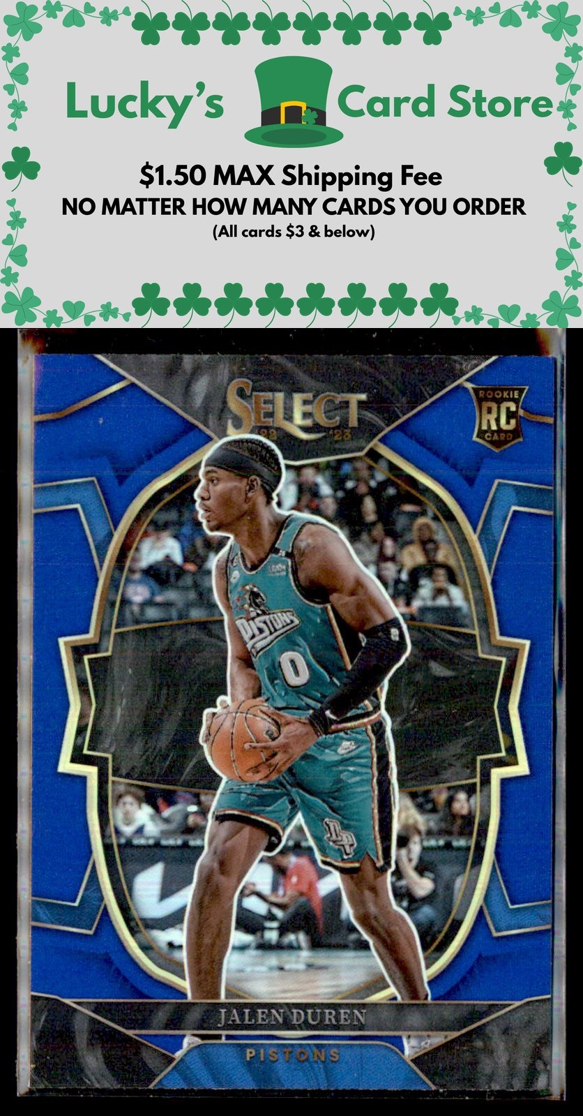 2022-23 Panini Select #98 Jalen Duren Blue Prizm Rookie