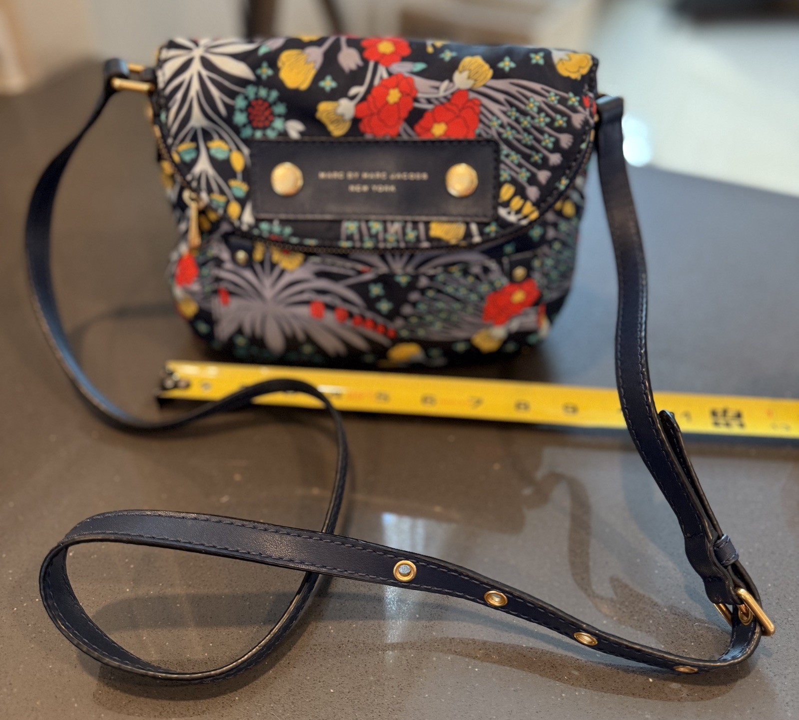 MARC BY MARC JACOBS Crossbody Bag Nylon Navy Floral print w/ adjustable strap