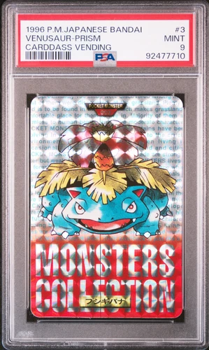 PSA 9 Venusaur 3 Carddass 1996 Prism Mint Pokemon Vending Pocket Monsters
