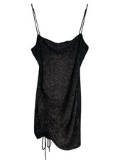 Windsor Sparkly Black Mini Dress Ruched Side Homecoming Formal Cocktail Party L