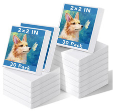 30 Pack Mini Painting Canvas, 2x2inch Small Canvas, Stretched Canvases for Paint
