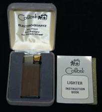 VINTAGE Colibri Electro Quartz Pocket Lighter Original Box Excellent Condition!