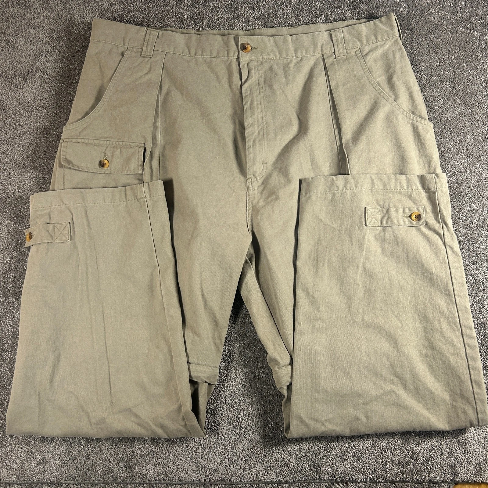 Guide Gear® Pants Men's 44x30 Beige Pants Twill Cargo Khaki Ankle Cinch Safari