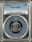 1943-S  1C  Lincoln Wheat One Cent  PCGS MS66  58318895
