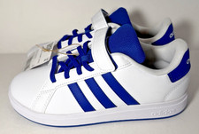 Adidas Grand Court 2.0 EL C Shoes Cloud White/Royal Blue JQ8000 Size 3 Youth NEW