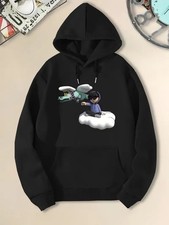 HOT-Men'S  Women'S Loose Fit Hooded Sweatshirt - Black Hoodie with White Graphi