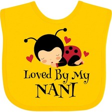 Inktastic Loved By My Nani Baby Bib Grandchild Granddaughter Ladybug Cute Shower