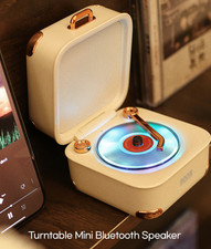 Retro Vinyl Player Style Wireless Bluetooth Speaker - Mini Turntable Gift