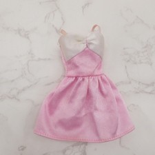 Barbie Doll Size Dress Pink White Straps Sleeveless Satiny Fits Fashionistas