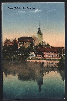 Auma /Thür., Am Pfarrteich, Ansichtskarte 