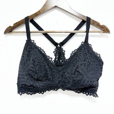 Auden Lightly Lined Bralette 1X Black Lace Trim Racerback Pull On Wireless