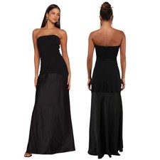 Lulus Compelling Style Black Strapless A-Line Maxi Dress size L NWT
