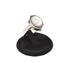 Sterling Silver Ring 925 Mother of Pearl Gemstone Design Band Size 8.5
