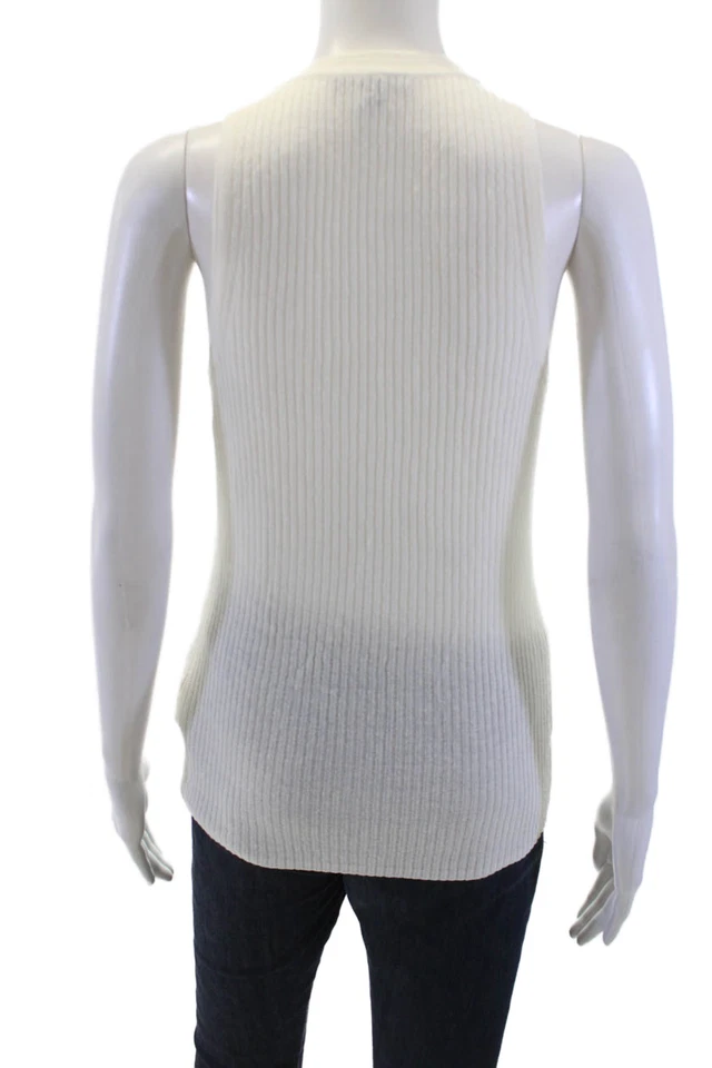 Suéter James Perse para mujer de lino con botones sin mangas blanco talla 2 Foto 3 de 4