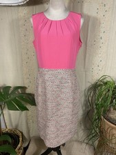 NWOT Kate Spade Dress Women’s 10 Pink Silk Tweed Sleeveless Sheath Lined Classic