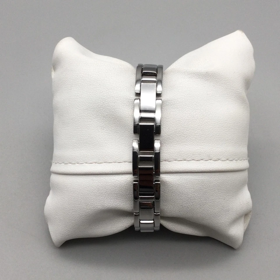 Armitron Watch Womens 24mm White Ceramic Crystals Rhinestone New Battery 7.75" - Image 3 of 4