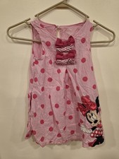 Minnie Mouse Pink Polka Dot Bow Dress Disney Store Size 4 100 Cotton Girls Kids