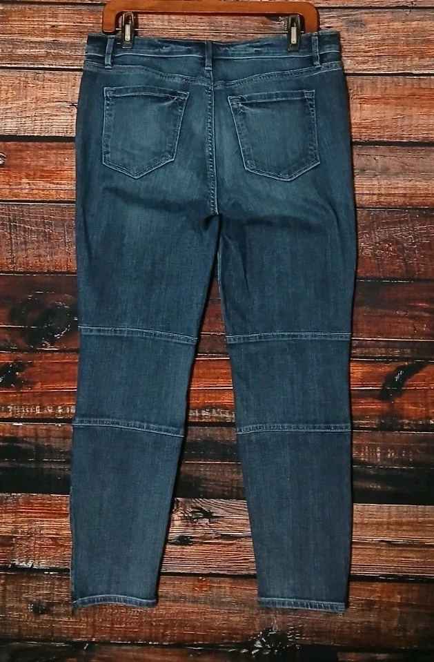 Pantalones de mezclilla Ann Taylor LOFT talla 10 30 modernos ajustados al tobillo con cremallera puño con paneles Foto 4 de 4