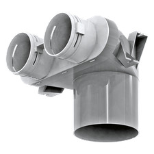 75mm 2 Port Ceiling Vent Plenum Box Semi Rigid Radial Duct MVHR System BlauFast