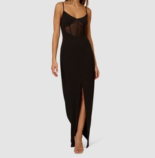 Adrianna by Adrianna Papell Women's Black Mesh Panel V-Neck Sleeveless Dress 2