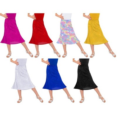 Kids Girls Flared Skirt A-Line Skorts Costume Skirts Shiny Waistband Chorus