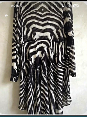 Alba Moda Blusenkleid Zebra transparent lang V-Ausschnitt 3/4-Arm Gr. 46 - Bild 1 von 4