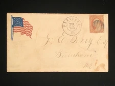 MAINE PORTLAND 1861 CIVIL WAR PATRIOTIC #11 SCARCE USE OF 3¢ 1861 ON PATRIOTIC