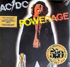 AC/DC POWERAGE - GOLD COLORED VINYL LP " NEW, SEALED " 50TH ANNIVERSARY