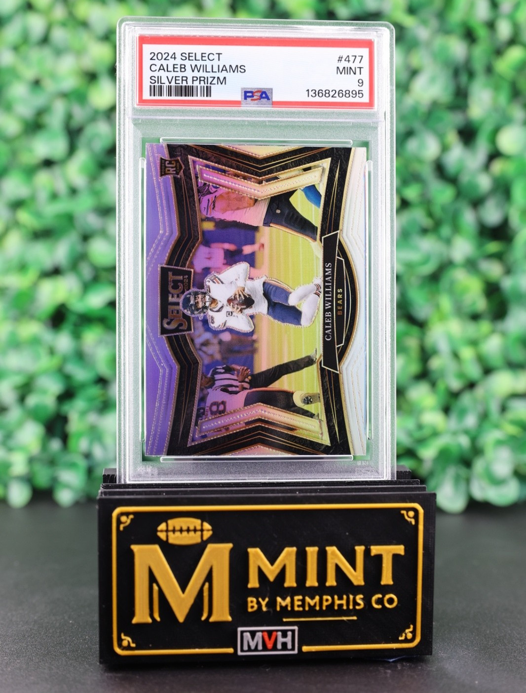 CALEB WILLIAMS  2024 PANINI SELECT FIELD LEVEL #477 SILVER PRIZM RC BEARS PSA 9