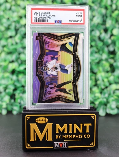 CALEB WILLIAMS  2024 PANINI SELECT FIELD LEVEL #477 SILVER PRIZM RC BEARS PSA 9