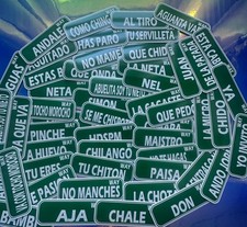 Mexican Funny Way Street Sign Words Sticker Latino Humor Vinyl Decals