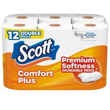 Scott ComfortPlus Toilet Paper, 12 Double 231 sheets Pack of 12 , White