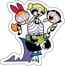 Stickers - C&D Visionary - Powerpuff Girls Laughing at Mojo Jojo 5"x5" NEW Decal