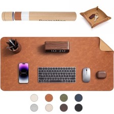 Premium Faux Leather Desk Mat  Tray Set  Innovative Cork-Look Printed Base  Gi...