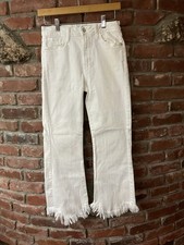 Just Black Denim White Jeans Frayed Size 27 X 26 Distressed Made In USA