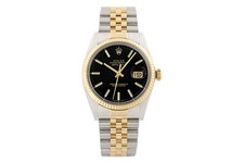 Rolex Datejust Black Dial 18K Gold & SS 2Tone Jubilee Watch 16013 2