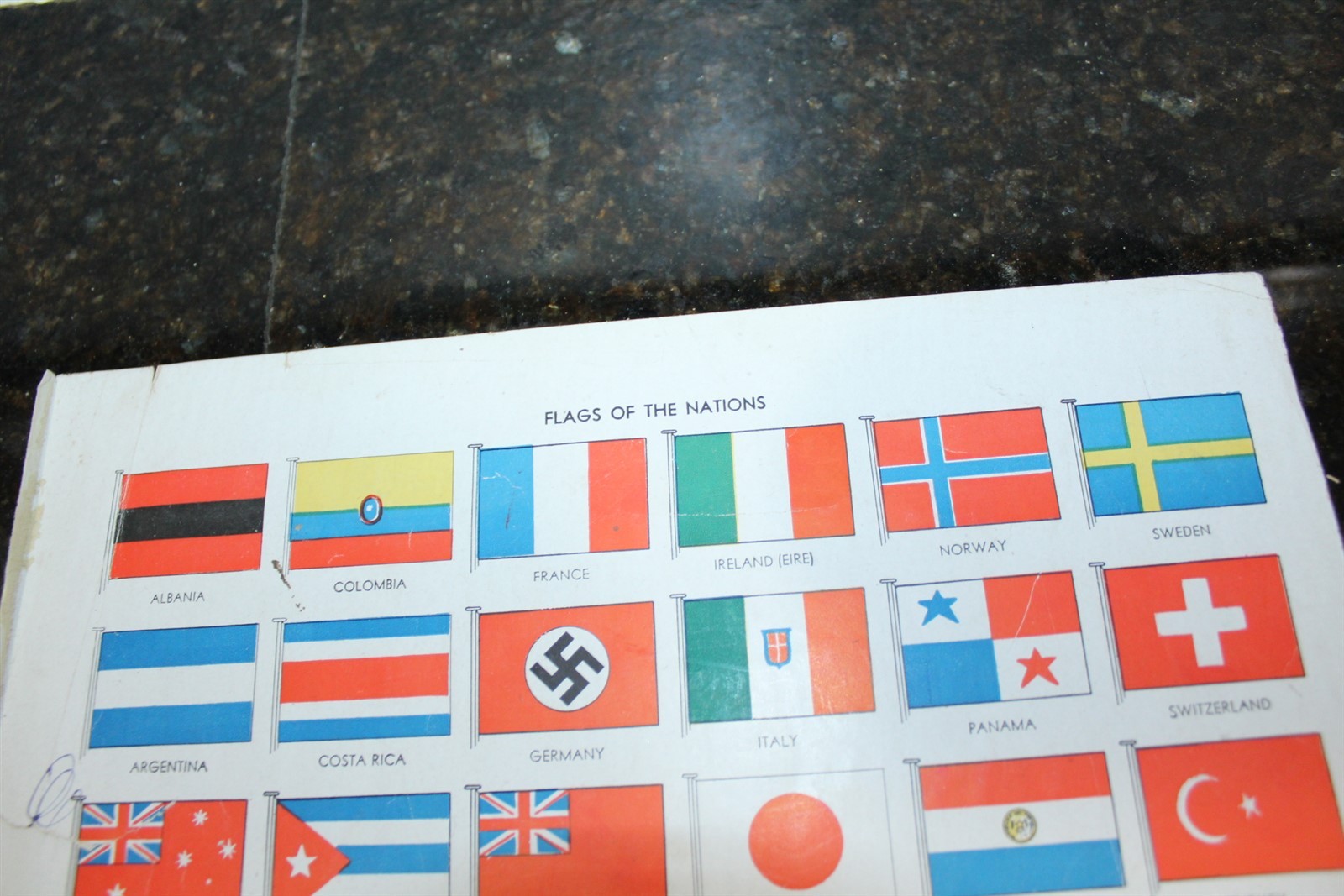 Vintage Atlas Page Flags Of The Nations Armed Forces Insignias 1947
