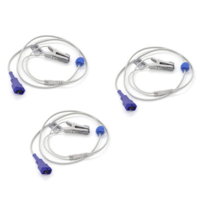 Fit For N-65,N-85 Oximax Spo2 Sensor Oximeter Pulse Probe Ear Clip 9Pin Bag of 3