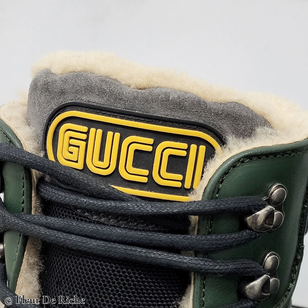 Gucci Flashtrek High Green Black Hiking Shearling Boots sz 5.5G | eBay