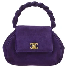 Chanel Purple Suede Handbag 132844