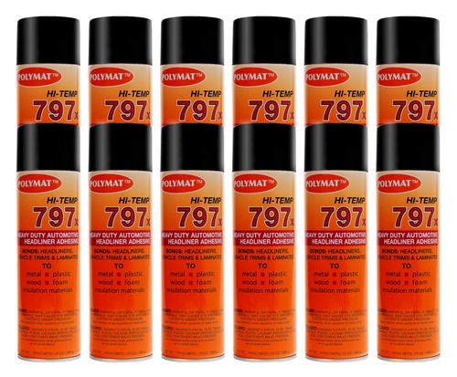 QTY12 Polymat 797 Hi-Temp Spray Adhesive headliner dash trunkliner 160F glue
