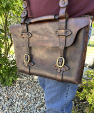 XL Mountain Man Possibles Bag/Attach Heavy Duty Saddle Grade Leather Brass Buck