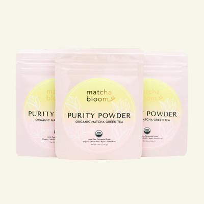 Matcha Purity Powder (3-Pack) | Organic Stone-Ground Green Tea | Ceremony