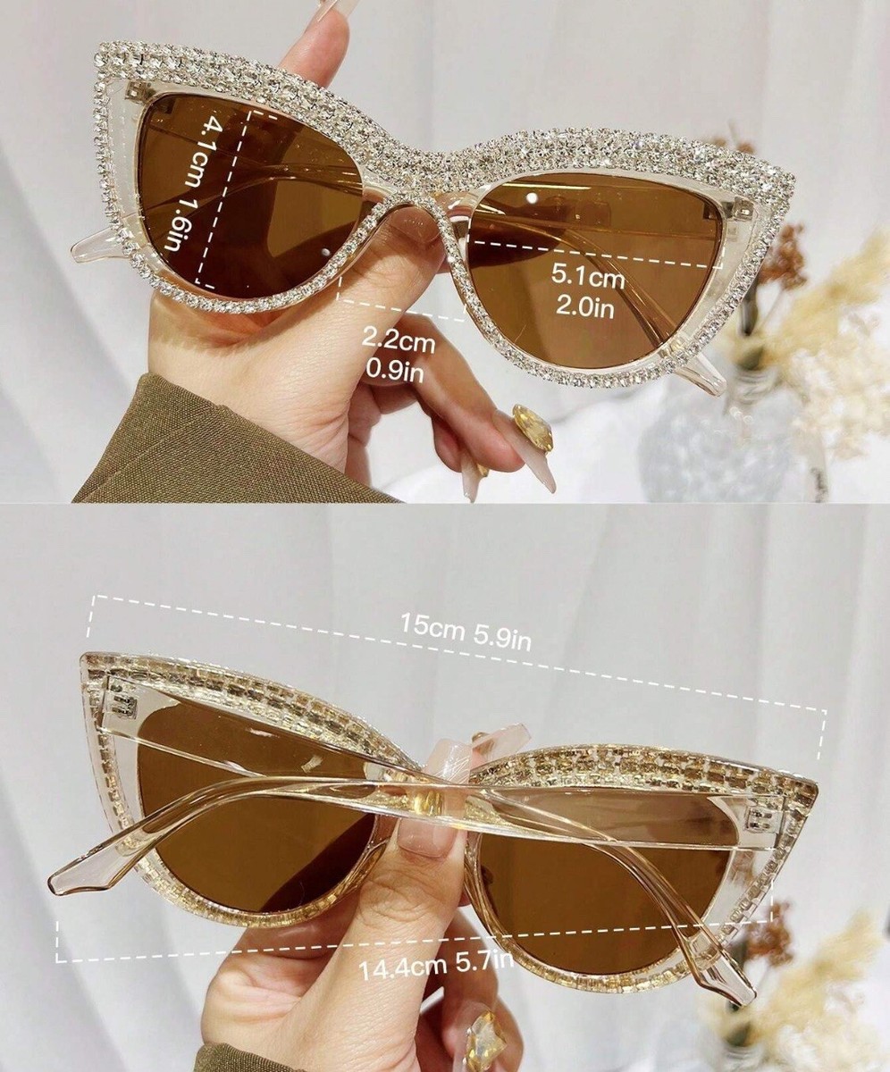 Gold color rhinestone cat eye sunglasses 2026 Cat Eye Bling Glitter Luxury Designer Sun Glasses Gold  main image 4