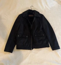 Perry Ellis Portfolio Black Faux fur Lined Bomber Jacket