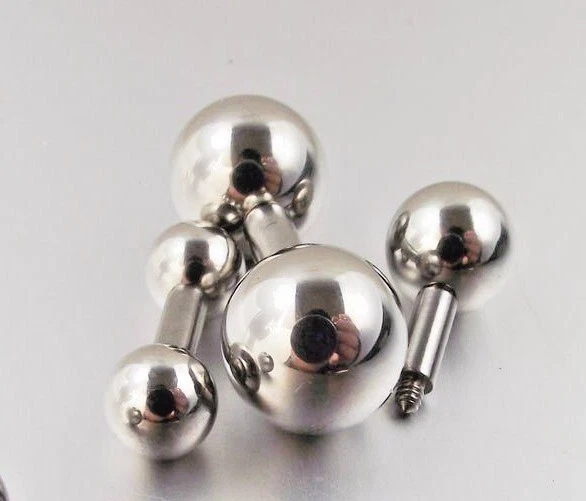 Barra recta de 4 mm-8 mm calibre pesado bolas grandes de 6-14 mm perforación pezón a oreja PA Foto 2 de 4