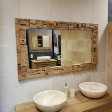 Spiegel Teak Altholz Block Rahmen Badezimmer ...
