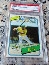 RICKEY HENDERSON 1980 Topps Rookie Card RC PSA 7 HOF A's 297 HRs 1406 SBs HOT $$